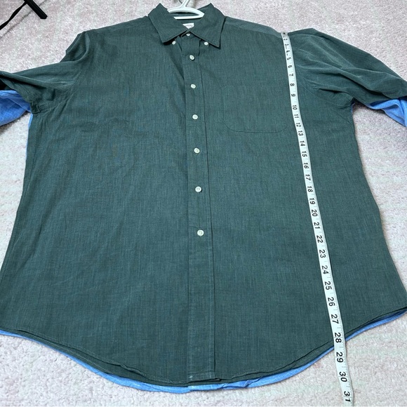 2 Brooks Brothers Dress Shirts Blue Windowpane Plaid 16-35 Green 16-5 Office - Picture 8 of 12